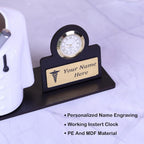 Unique doctor gifts personalized pen stand with clock for clinic desk – Zestpics

