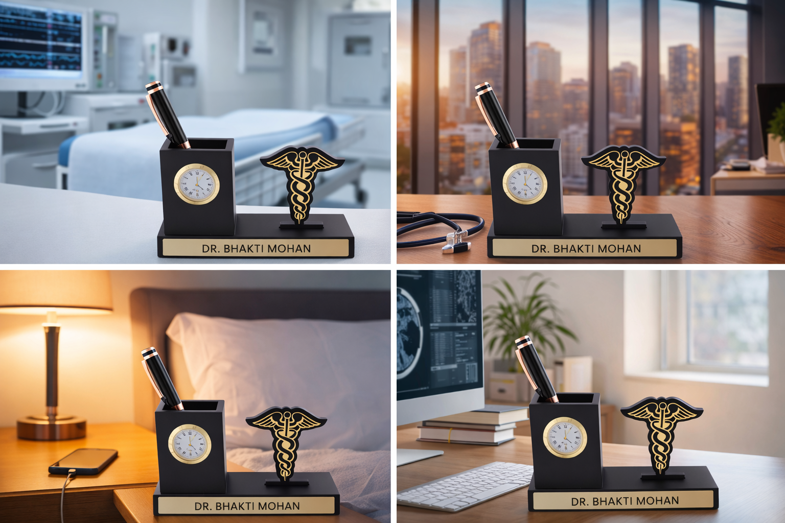 doctor pen stand with clock personalized | Zestpics