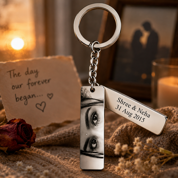 Personalized Eye Engraved Metal Keychain | Custom Photo Engraved Keychain Gift