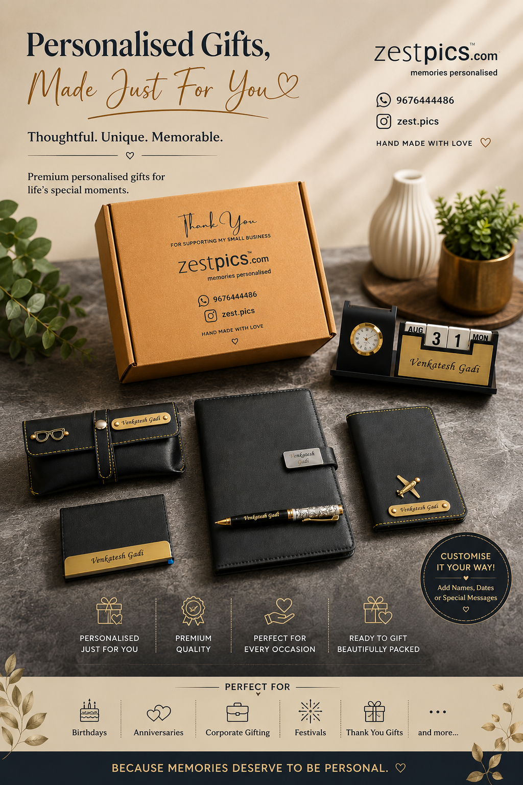 Personalized Diary Pen Passport Cover Gift Combo