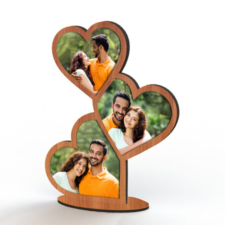 Touch Their Heart: Personalized 3-Photo Heart Frame - Valentine's Day Gift! | Zestpics