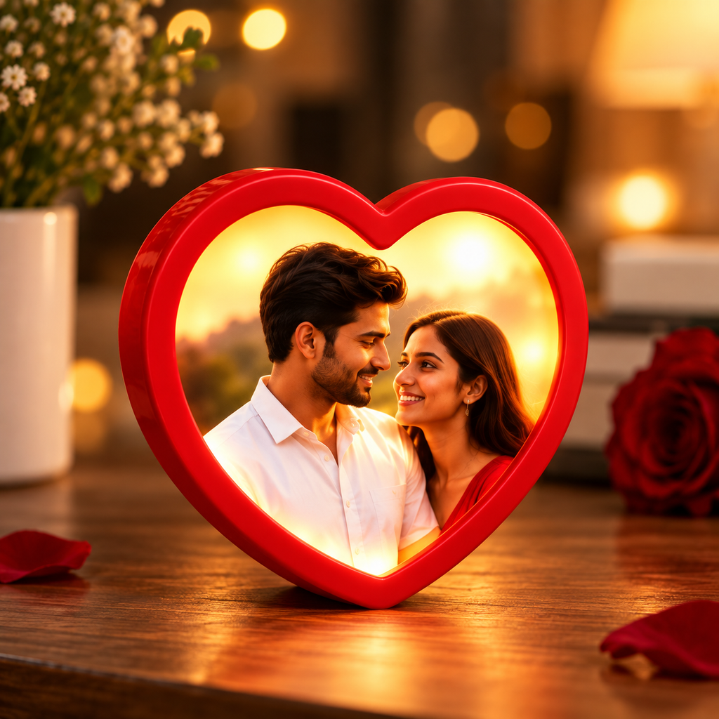 Personalized heart photo lamp with custom photo for gifting