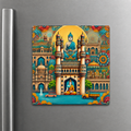 Premium Hyderabad Heritage Fridge Magnet with colorful artwork inspired by Charminar and the cultural landmarks of Hyderabad | Zestpics