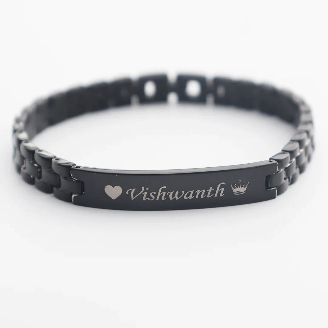 KYOSI Black Magnetic Bracelet For Men - Stainless Steel 316L With 3X Energy