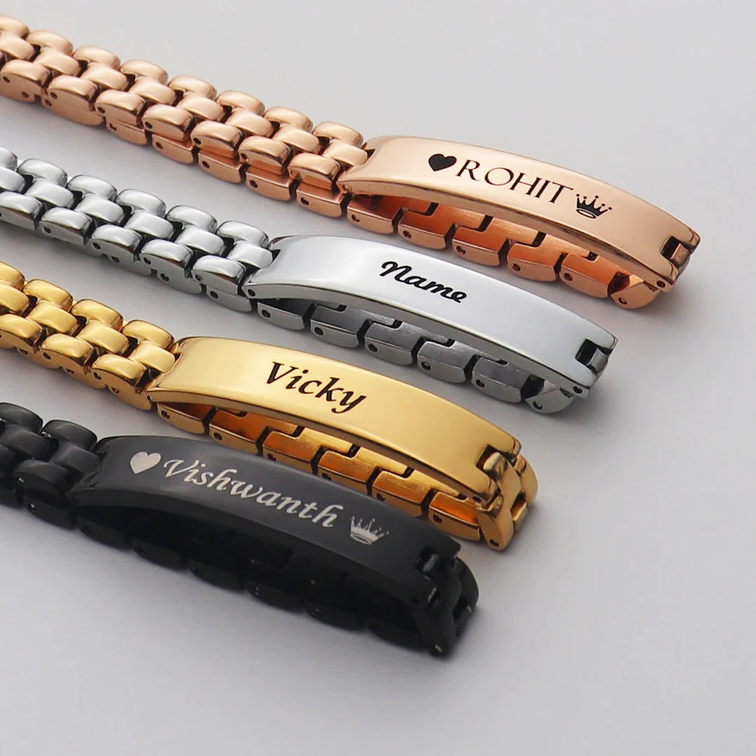 Zestpics Name Engraving Detail on Premium Stainless Steel Bracelet