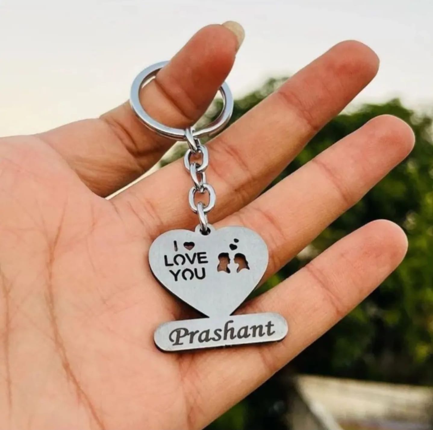 I Loe You Heart Metal Keychain | Perfect Gift for Husband | Wife