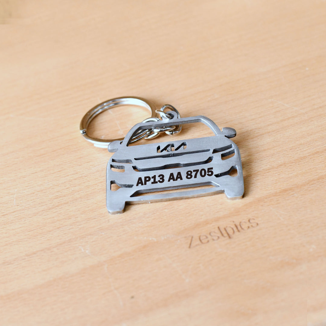 Personalised Car Number Plate Keychain | Custom Metal Keychain with Vehicle Number – Zestpics