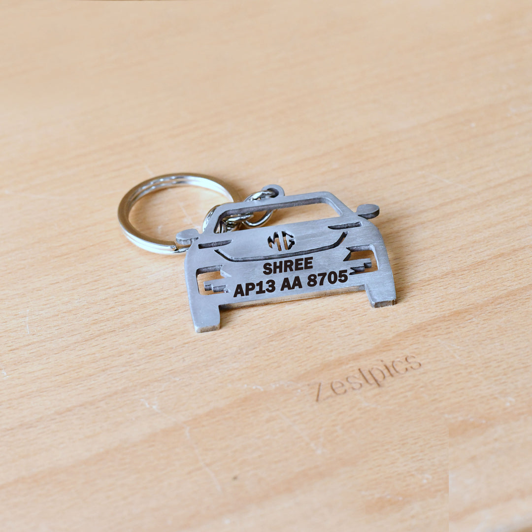 Personalised Car Number Plate Keychain | Custom Metal Keychain with Vehicle Number – Zestpics