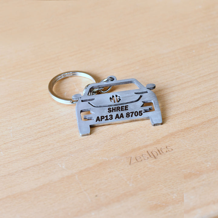 Personalised Car Number Plate Keychain | Custom Metal Keychain with Vehicle Number – Zestpics