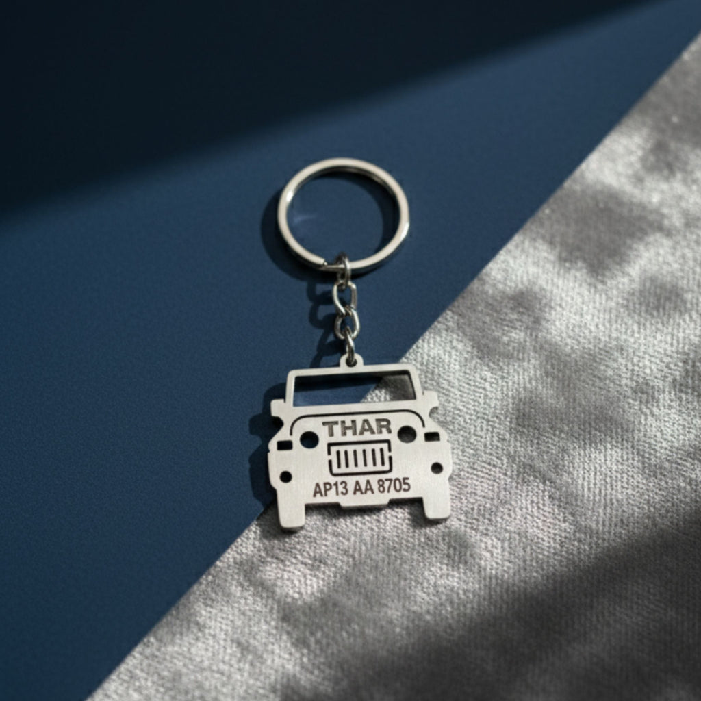 Mahindra Thar jeep keychain personalized with a name | Zestpics

 