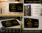 Modern personalized acrylic house name board for apartments, villas and homes | Zestpics