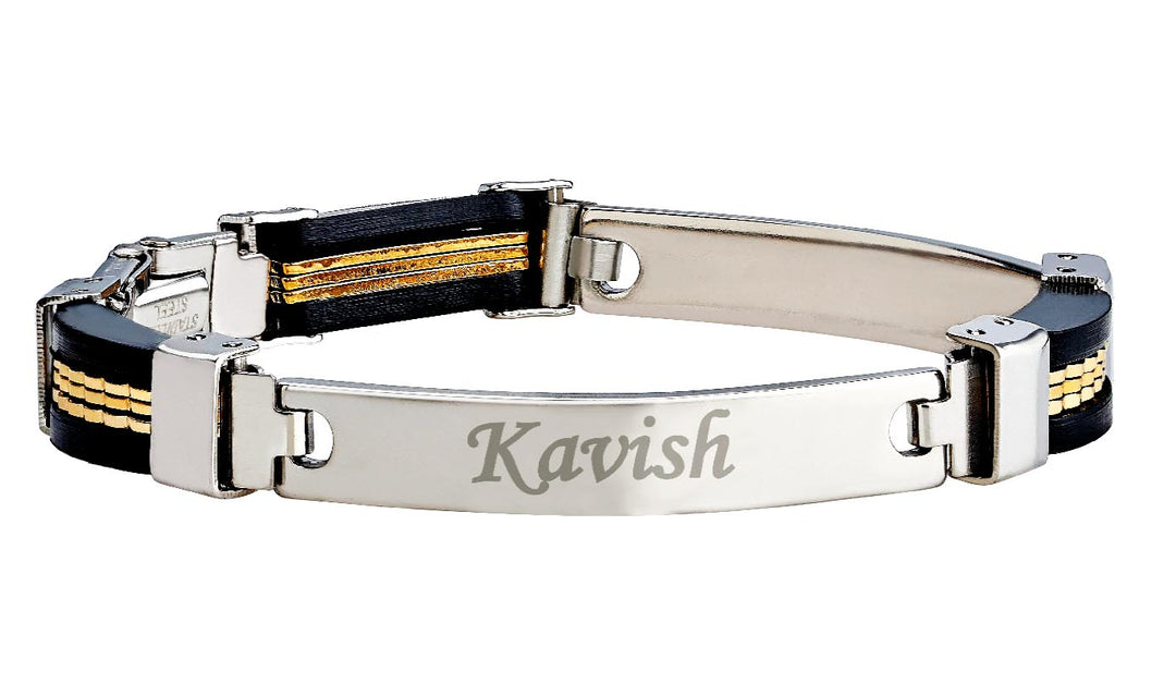 Golden Personalised Engraved Bracelet | Engraved Bracelets, Custom Bracelets | Zestpics