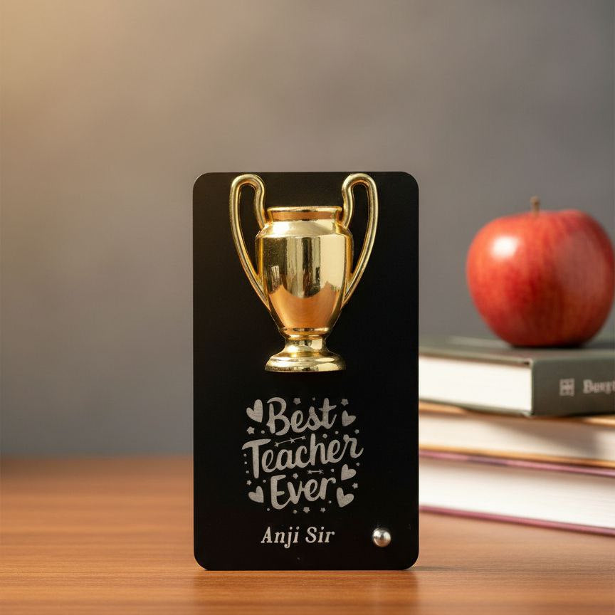 Personalised Best Teacher Ever Trophy Gift with Custom Engraving – Zestpics