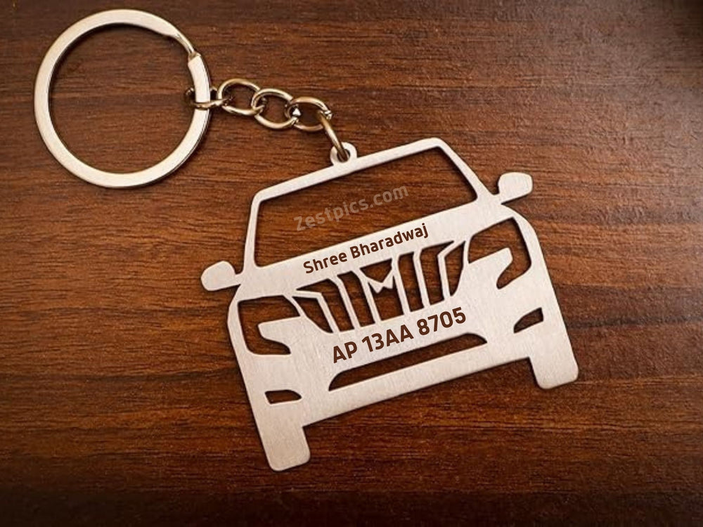 Customised Mahindra XUV700 Car Keychain with Number | Zestpics