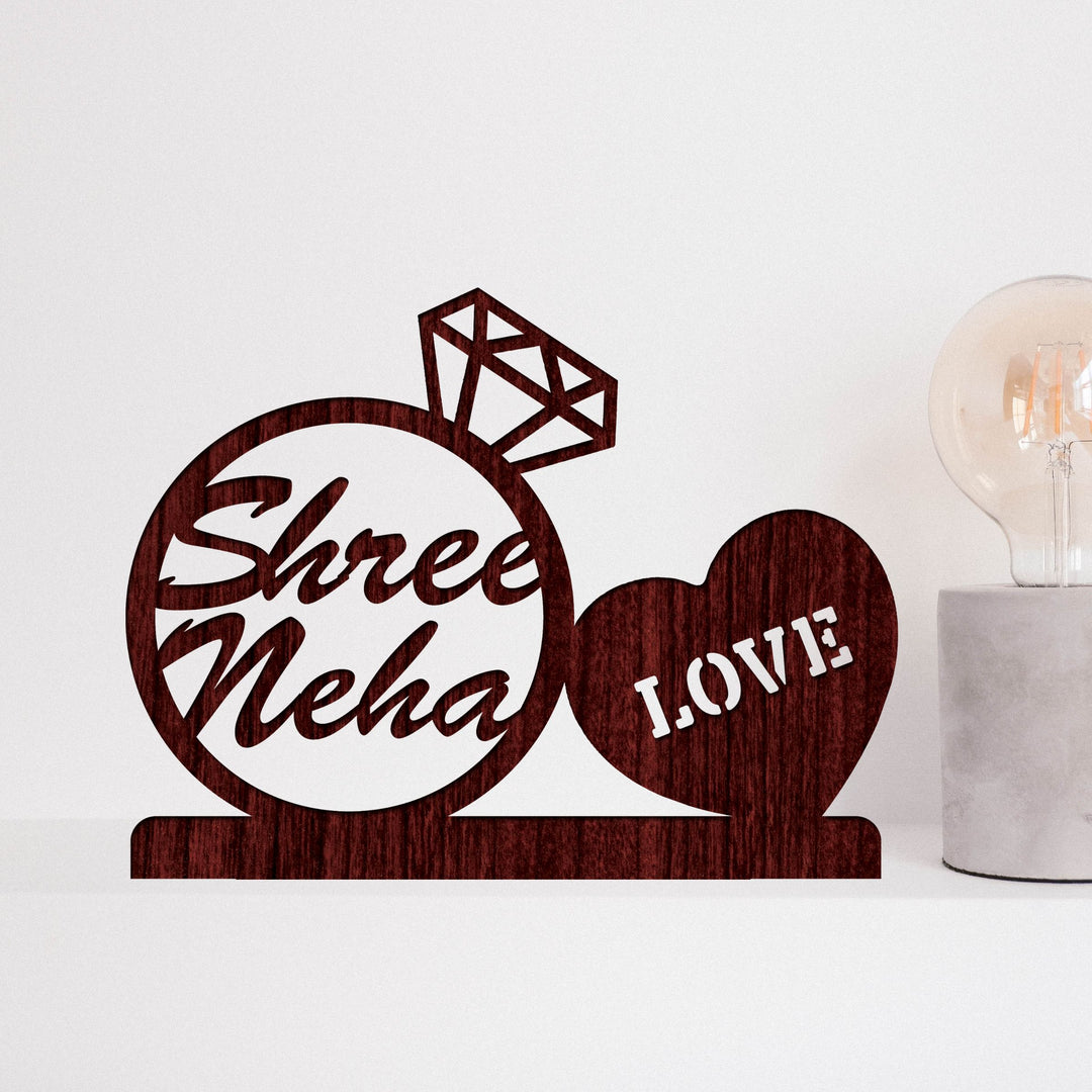 Personalised Ring Couple Table Stand - Engagement Gifts