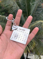 Custom date calendar keychain for couples – romantic birthday or wedding keepsake
