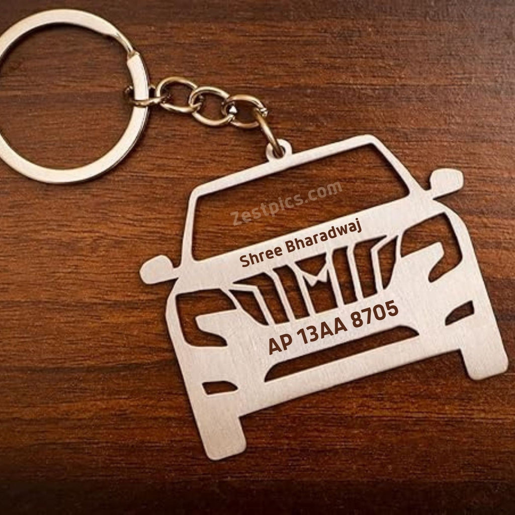 Customised Mahindra XUV700 Car Keychain with Number | Zestpics