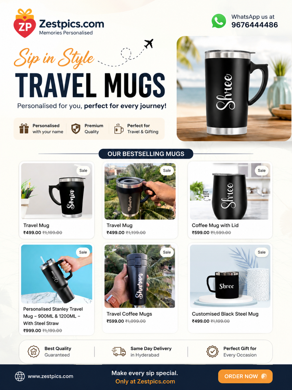 Personalised Name on Travel Mugs from Zestpics