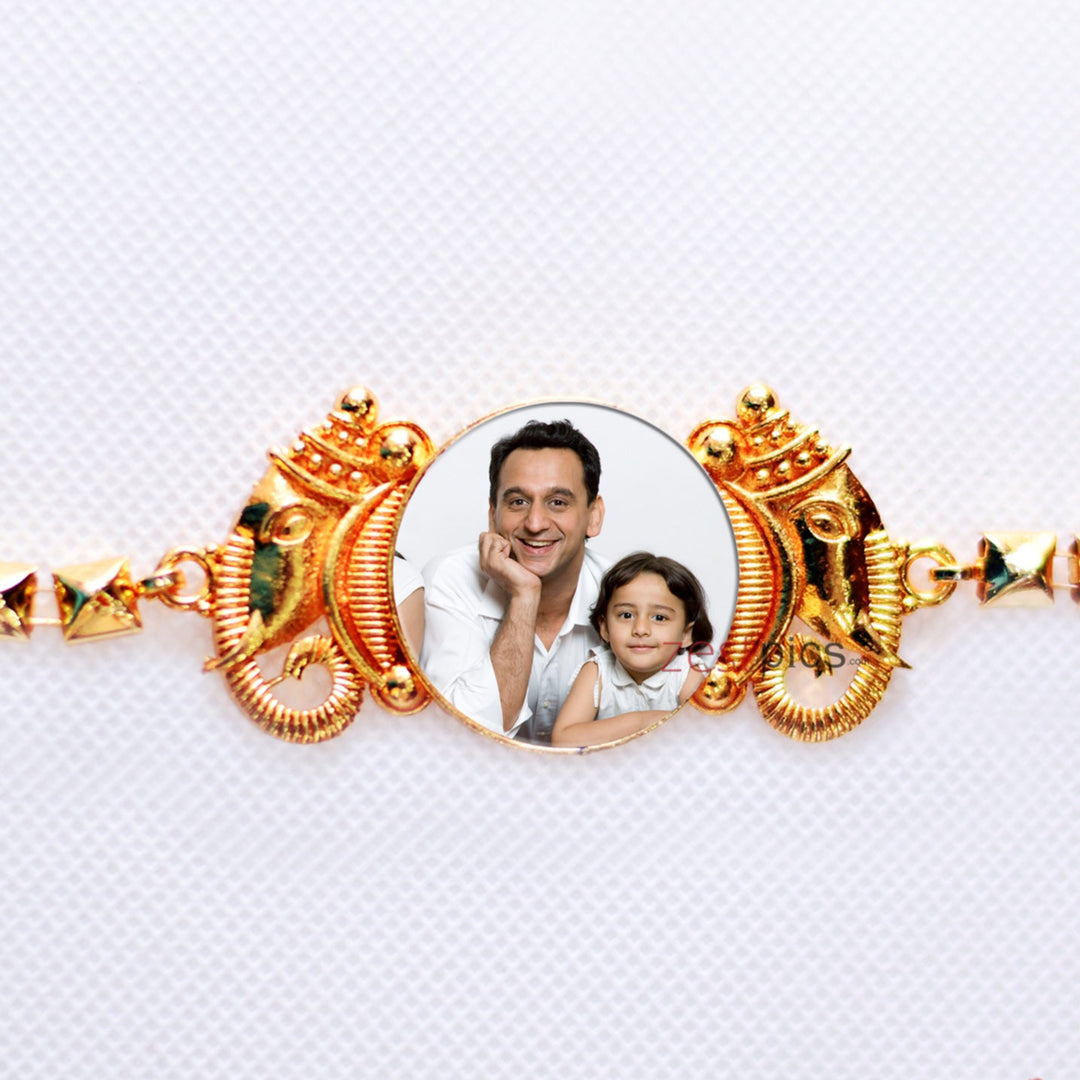 Personalized Lord Ganesha Photo Rakhi | Custom Picture Rakhi with Sacred Blessing | Zestpics
