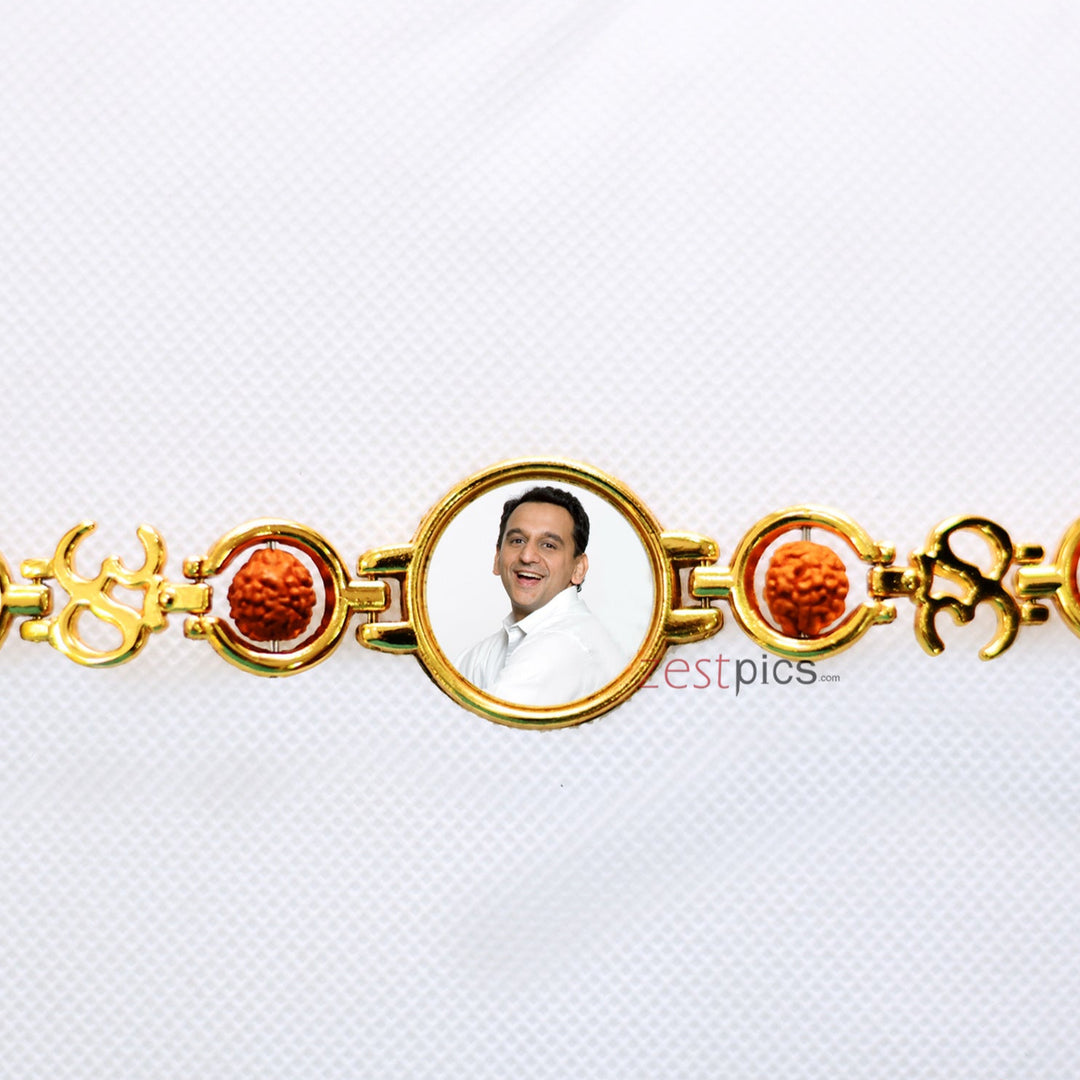 Personalized Rudraksha Photo Rakhi for Brother on Raksha Bandhan | Zestpics


