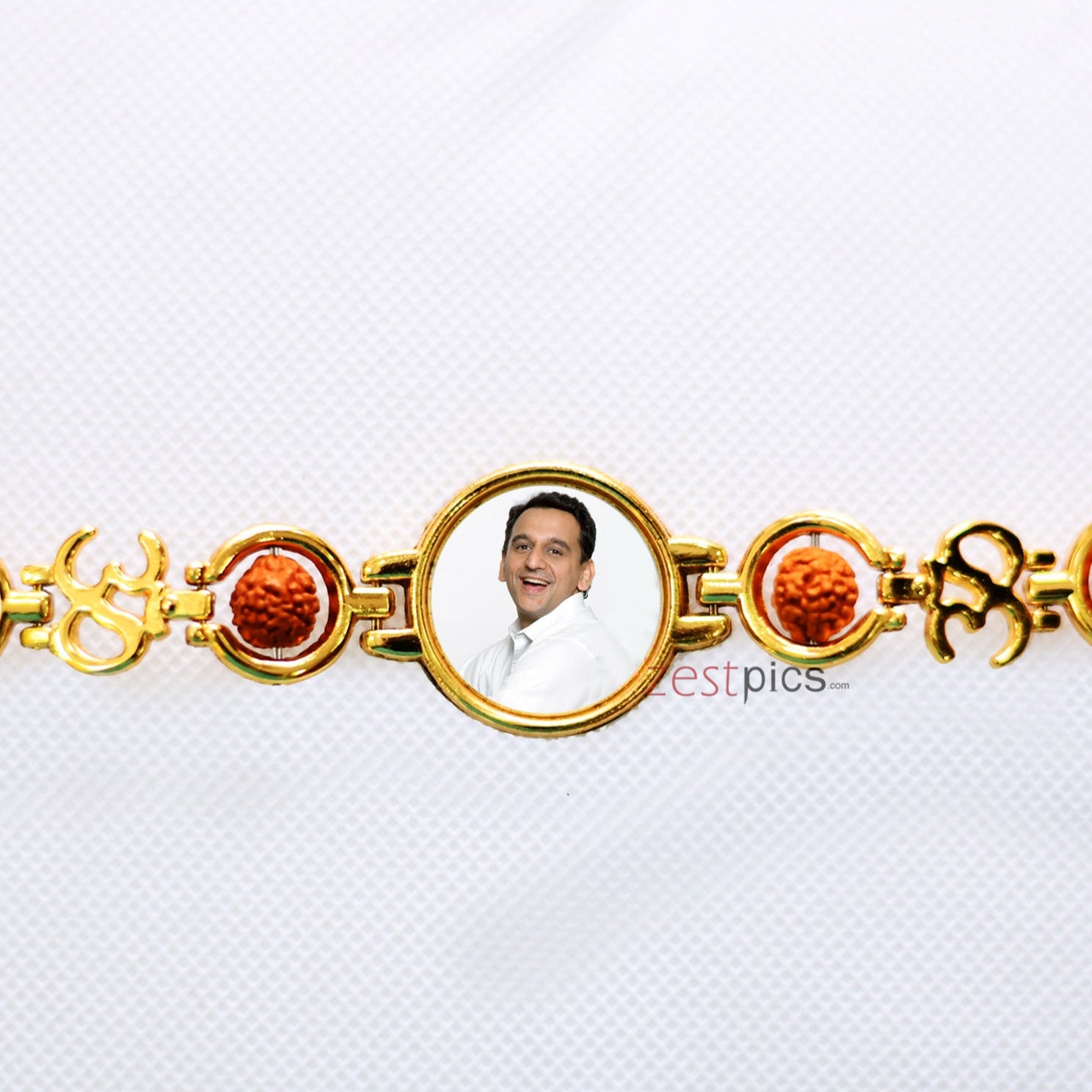 Personalized Rudraksha Photo Rakhi for Brother on Raksha Bandhan | Zestpics



