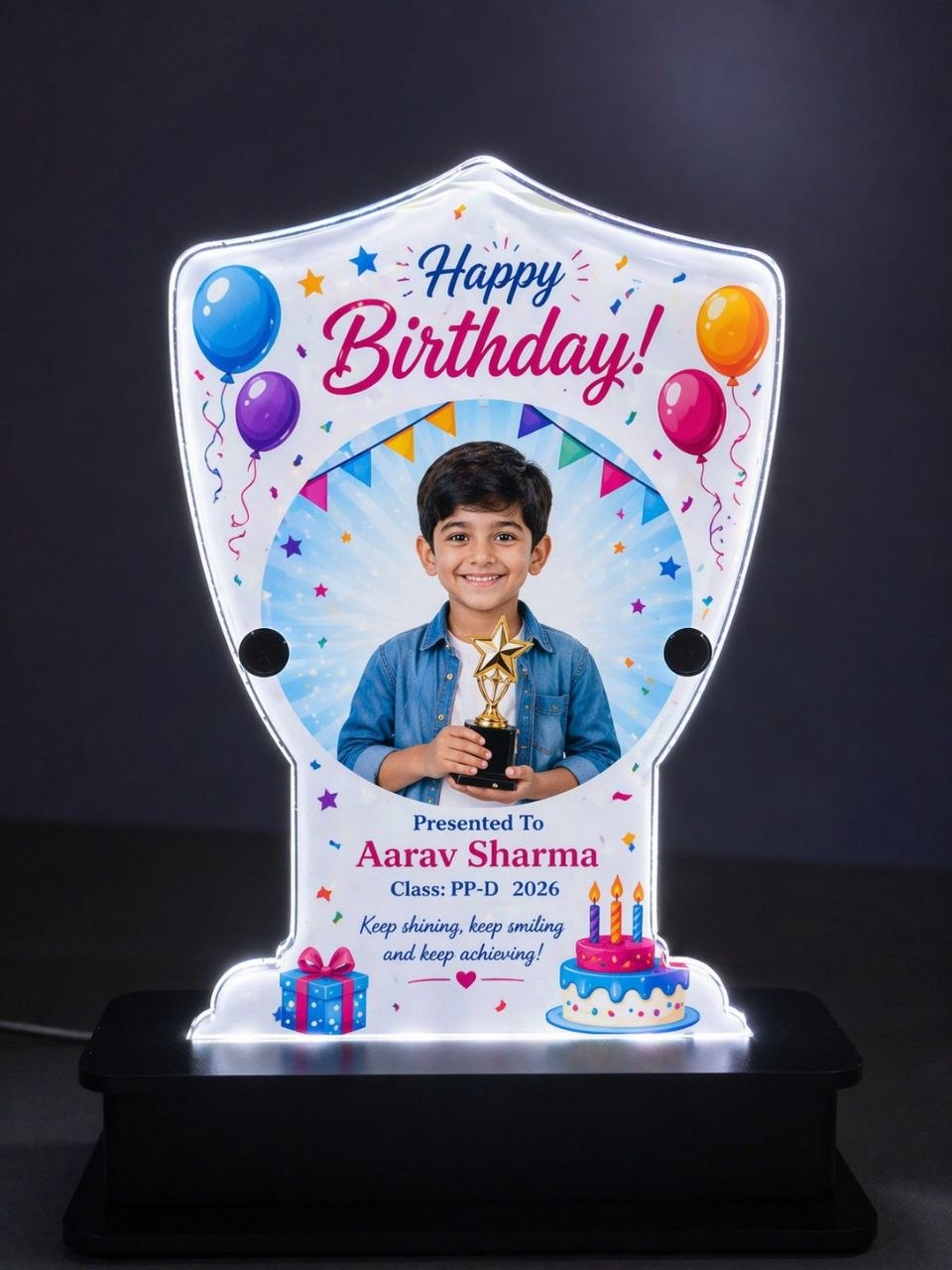 Personalized birthday LED photo lamp for kids | Zestpics