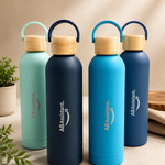 Personalized Ultra Luxurious Vacuum Insulated Steel Water Bottles with wooden lid