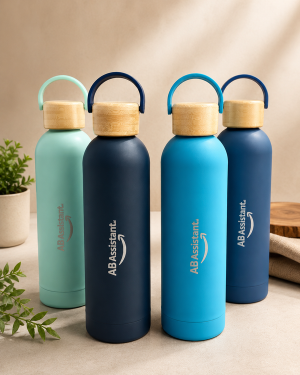 Personalized Ultra Luxurious Vacuum Insulated Steel Water Bottles with wooden lid
