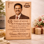 Personalised Wooden Retirement Plaque with Photo | 25 Years Service Gift | Custom Engraved Wooden Frame