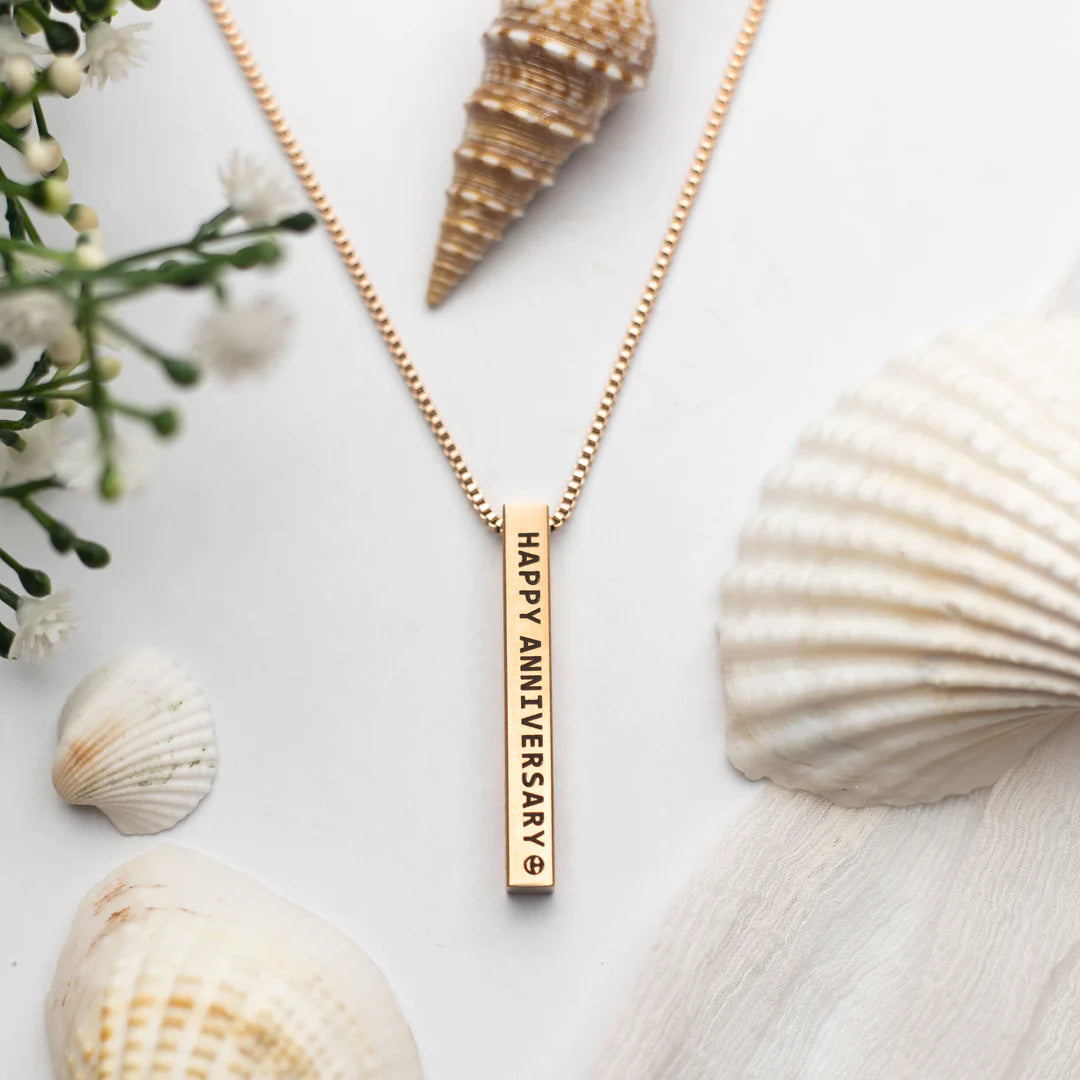 Personalized Name Bar Necklace - Gold-Plated Metal Bar Pendant for Women | Zestpics