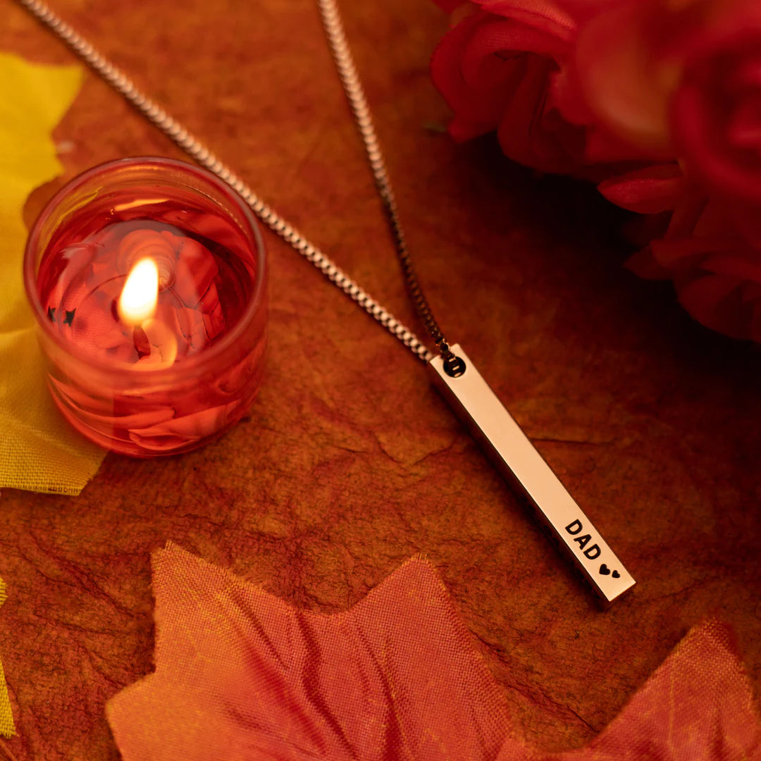 Personalized Name Bar Necklace - Gold-Plated Metal Bar Pendant for Women | Zestpics