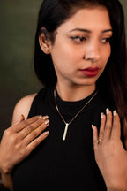 Personalized Name Bar Necklace - Gold-Plated Metal Bar Pendant for Women | Zestpics