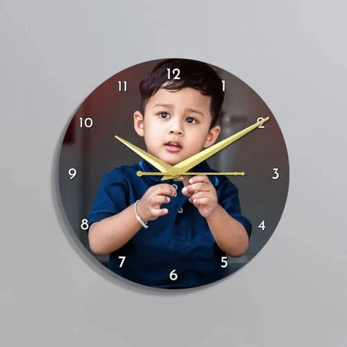 Personalised Square 12x12 inches Photo Acrylic Clock with custom photo print for home decor or gifting | Zestpics