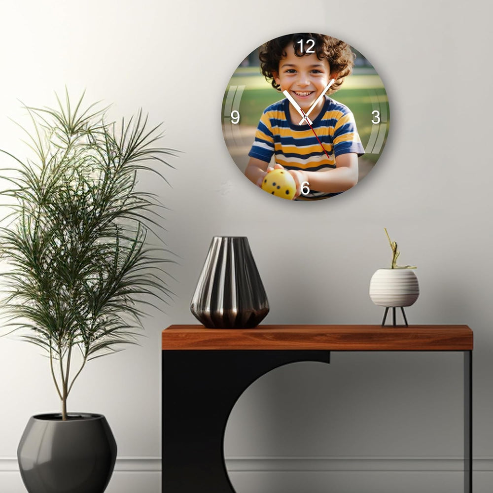 Personalised photo acrylic wall clock custom printed square 12x12 inches for home decor and gifting | Zestpics