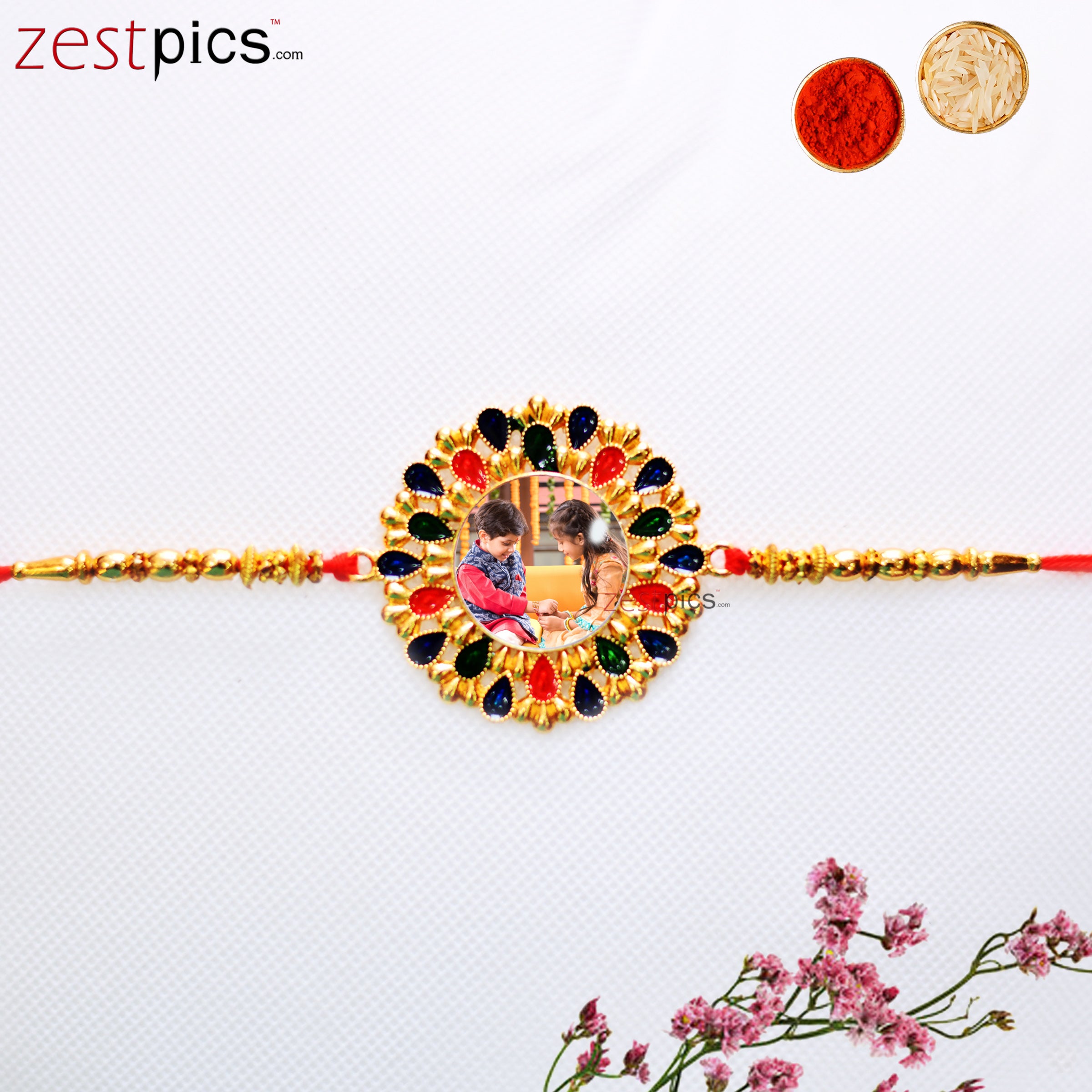 Celebrate Raksha Bandhan with a unique Personalized Photo Rakhi from Zestpics. Add a cherished picture for a heartfelt gift he'll treasure forever. Shop custom rakhis!