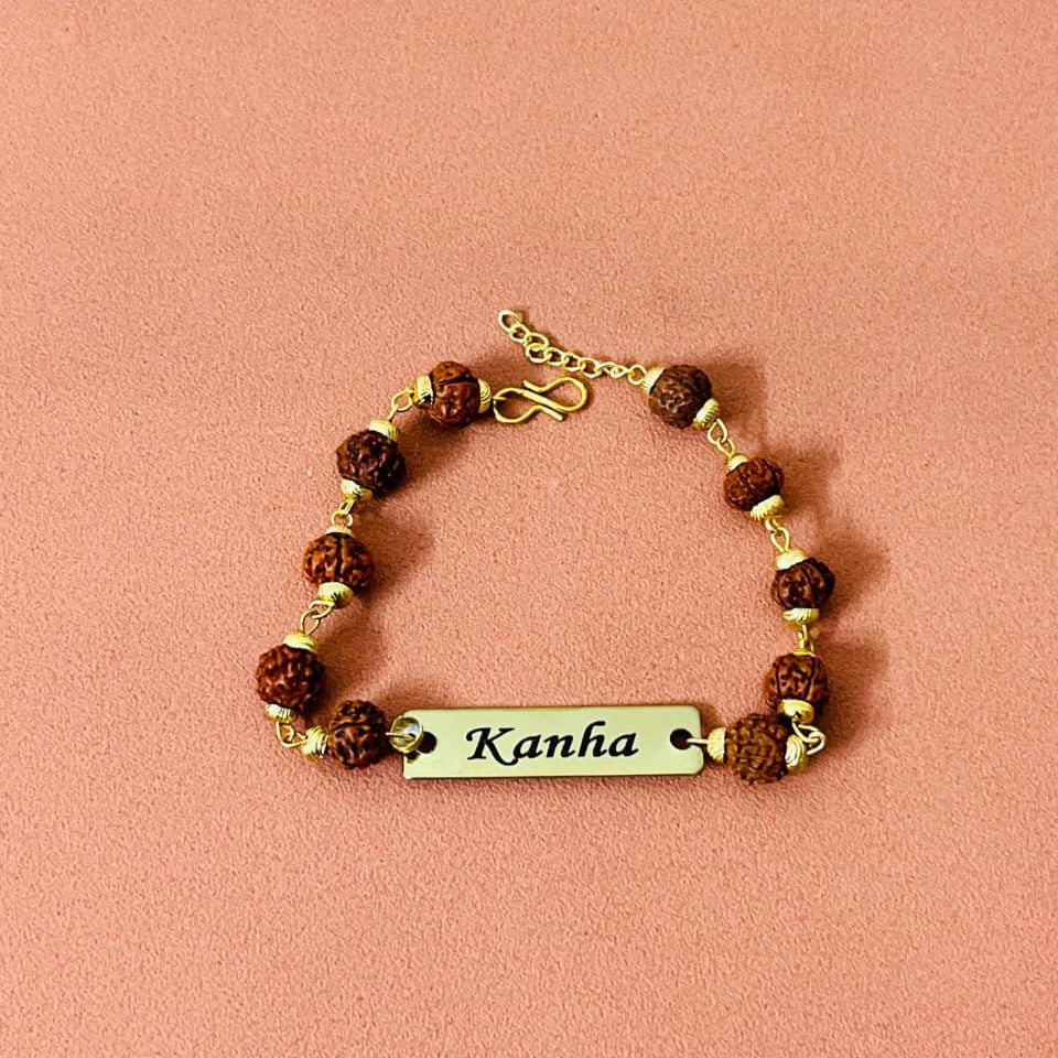 Metal Premium Rudraskha Rakhi with Name 2025 | Raksha Bandhan | Zestpics