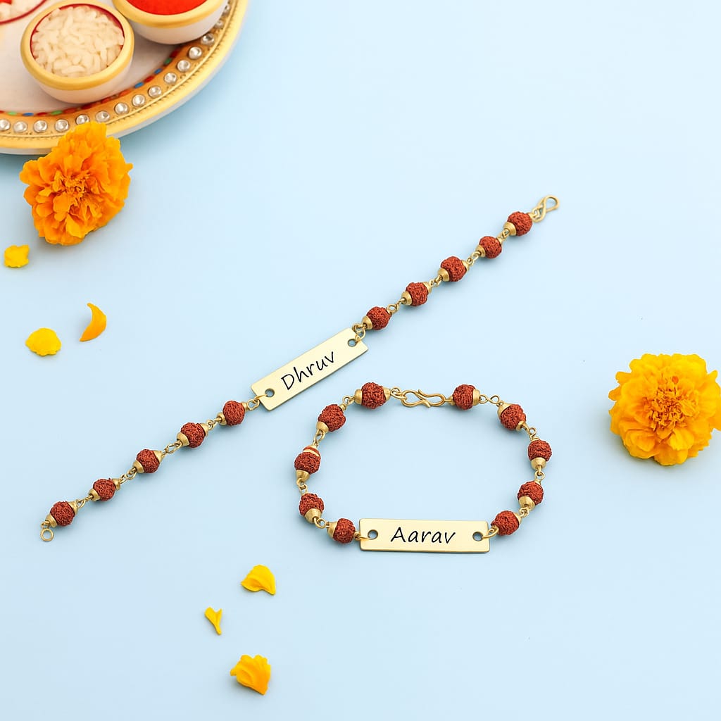 Personalised Rudraksha Name Rakhi from Zestpics.com