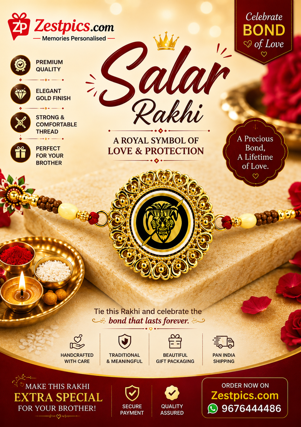 Salar Rakhi – Premium Designer Rakhi for Brother | Raksha Bandhan Gift | Zestpics