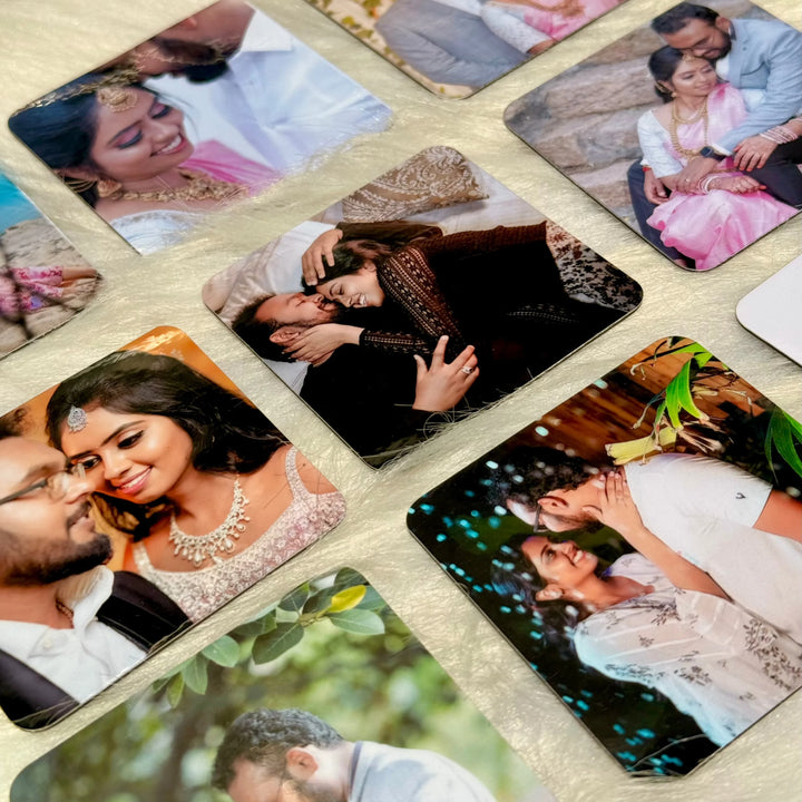 Custom 2.5 inch square photo magnet on a refrigerator door | Zestpics