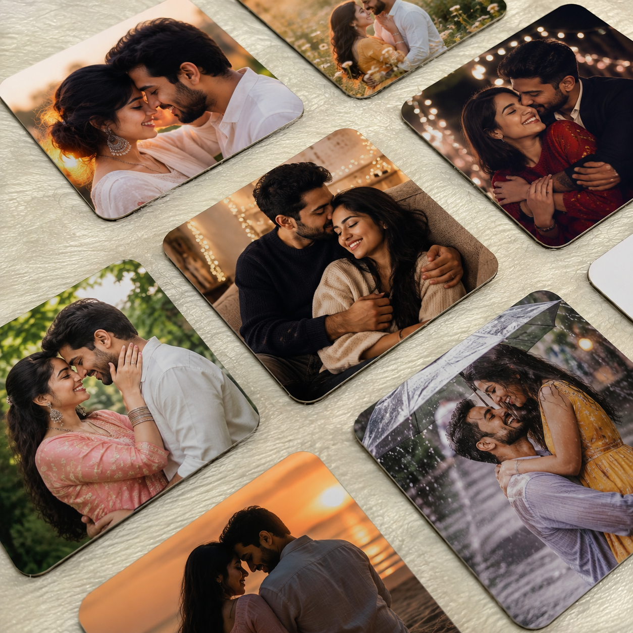 Glossy personalised photo tiles with couple pictures | Zestpics