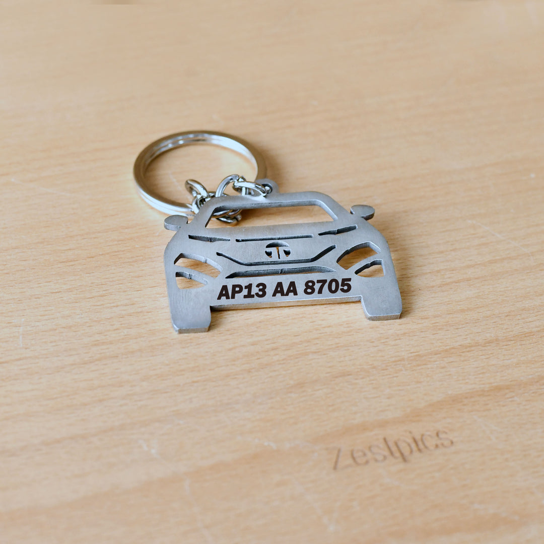 Personalised Car Number Plate Keychain | Custom Metal Keychain with Vehicle Number – Zestpics