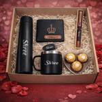 Personalised Valentine Gift Combo – Name Printed Bottle, Mug, Wallet, Pen, Keychain & Chocolates