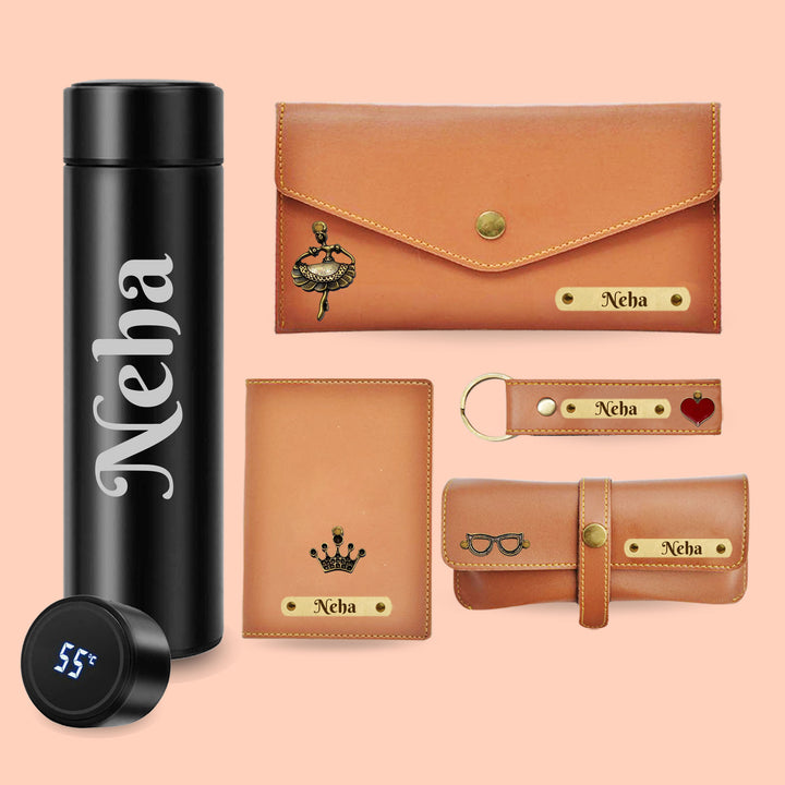 Women Gift Combo, Birthday Gift for Wife | Personalised Wallet, Passport Cover Gift Combo