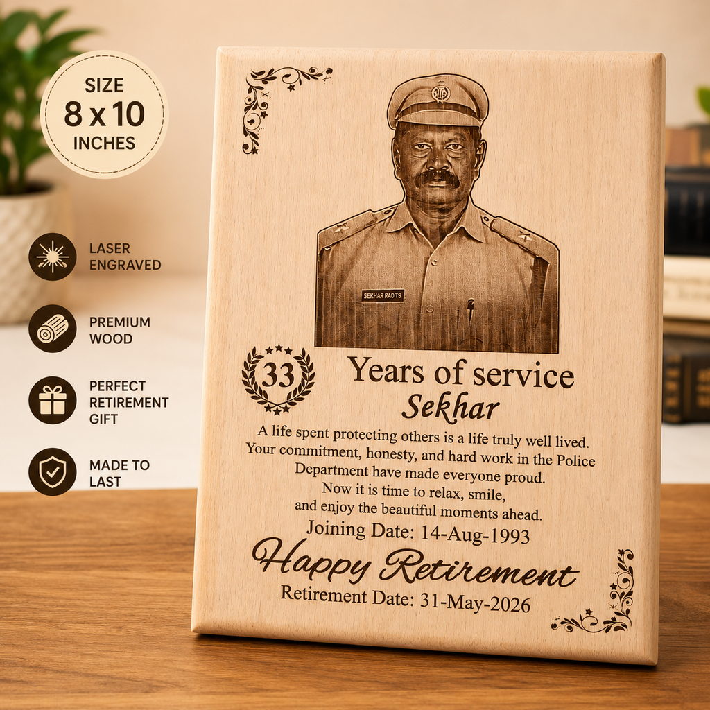 Personalized Retirement Wooden Plaque with Custom Photo Name and Service Details - 8x10 Inch Retirement Gift by Zestpics.com