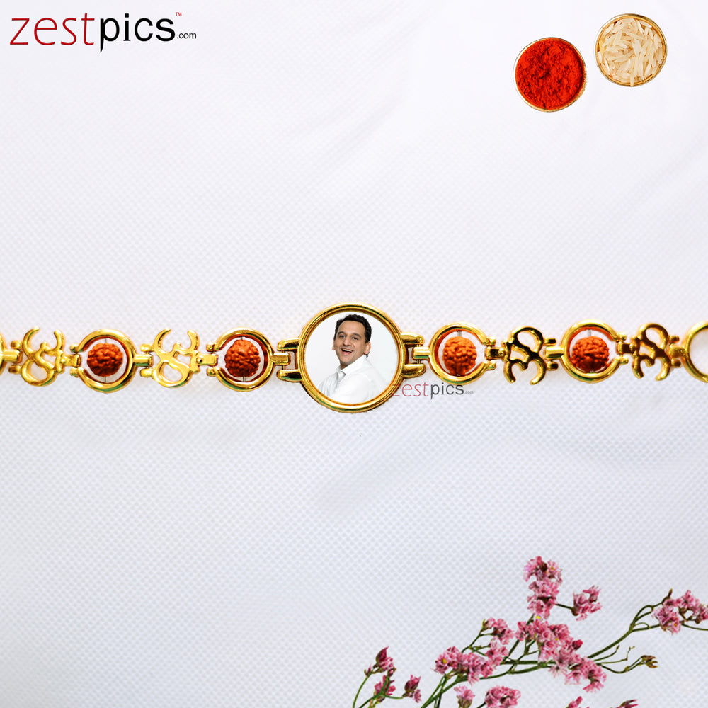 Zestpics Unique Personalized Rakhi with Photo and Rudraksha

