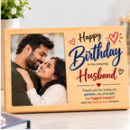Personalized wooden Happy Birthday photo plaque gift for husband, simple lifestyle product image