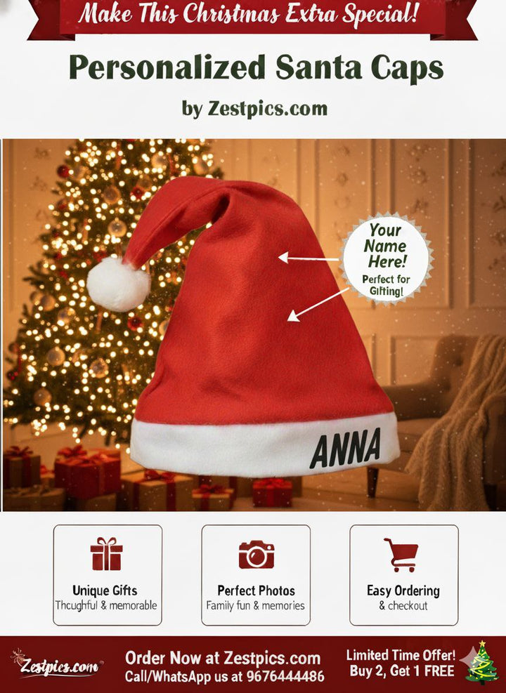 custom christmas santa hat with name | Zestpics