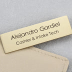 Personalised Metal Name Brooch – Engraved Rectangle in Silver & Gold Finish | Custom Name Badge