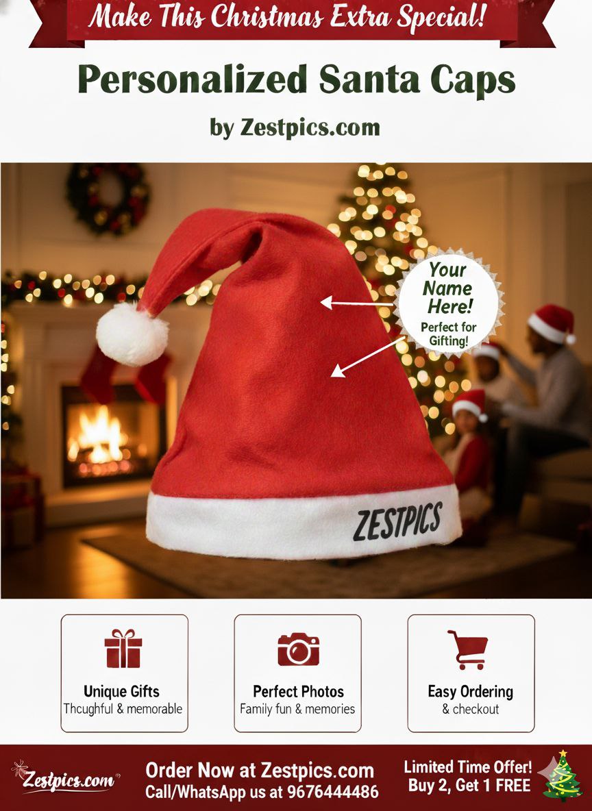 customised santa hat for christmas celebrations | Zestpics