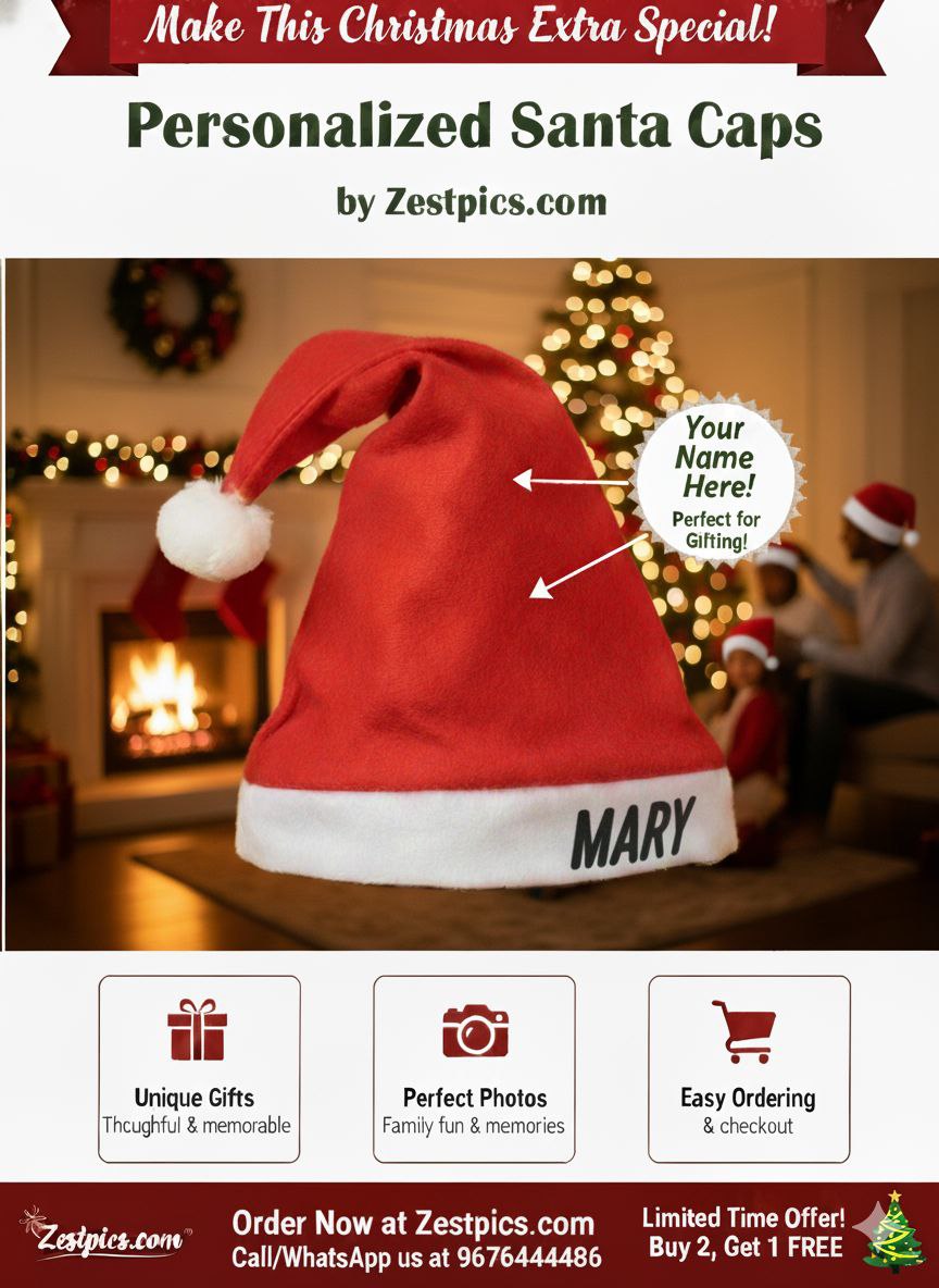 family personalised santa caps christmas | Zestpics